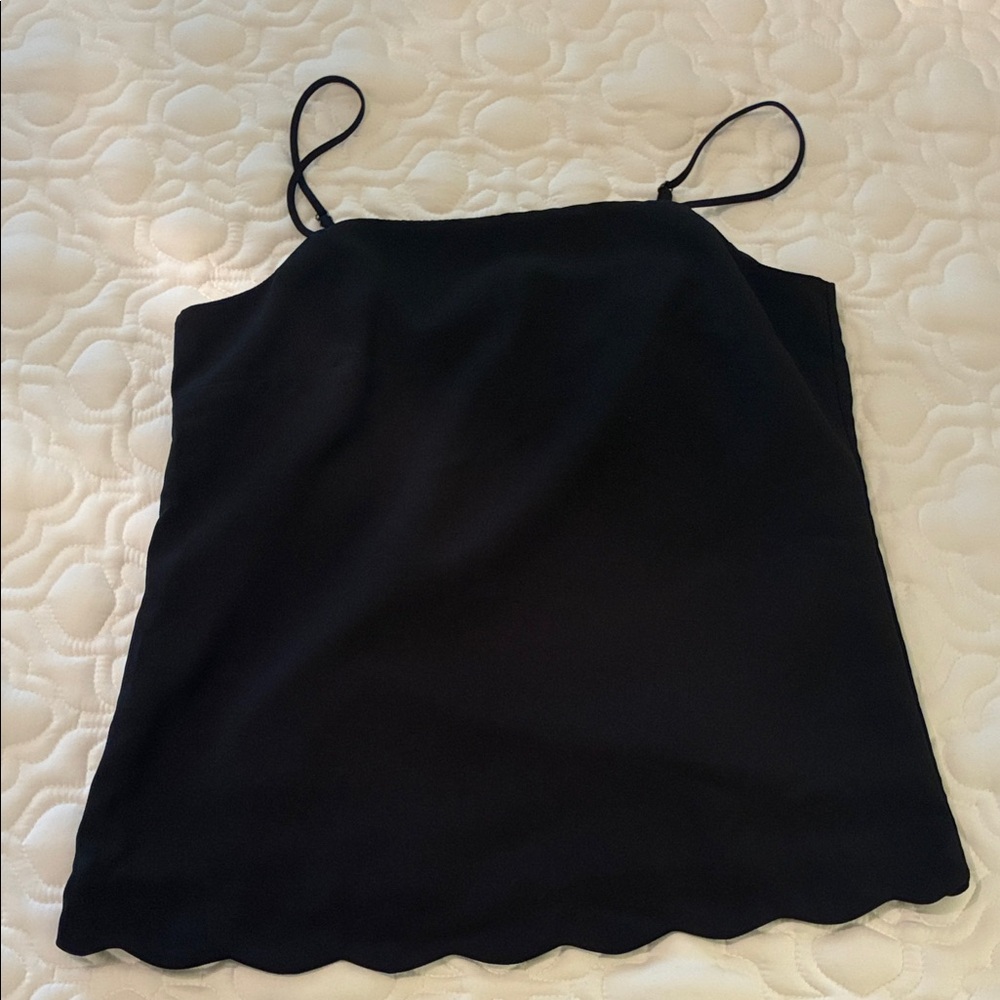 J. Crew Factory Black Scalloped Camisole